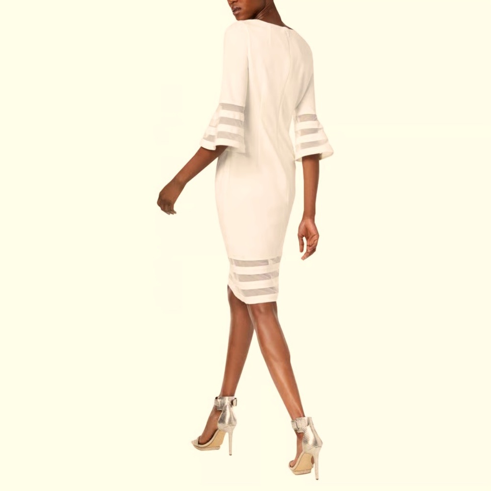 Calvin Klein Blush Pink Ruffled Tiered Sheath Dress. Size 4